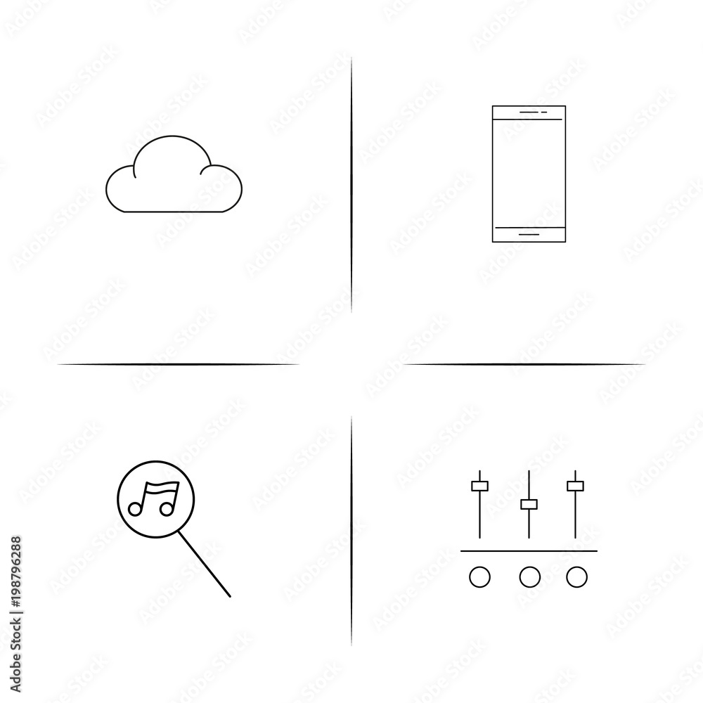 Music simple linear icons set. Outlined vector icons Music simple linear icons set. Outlined vector icons