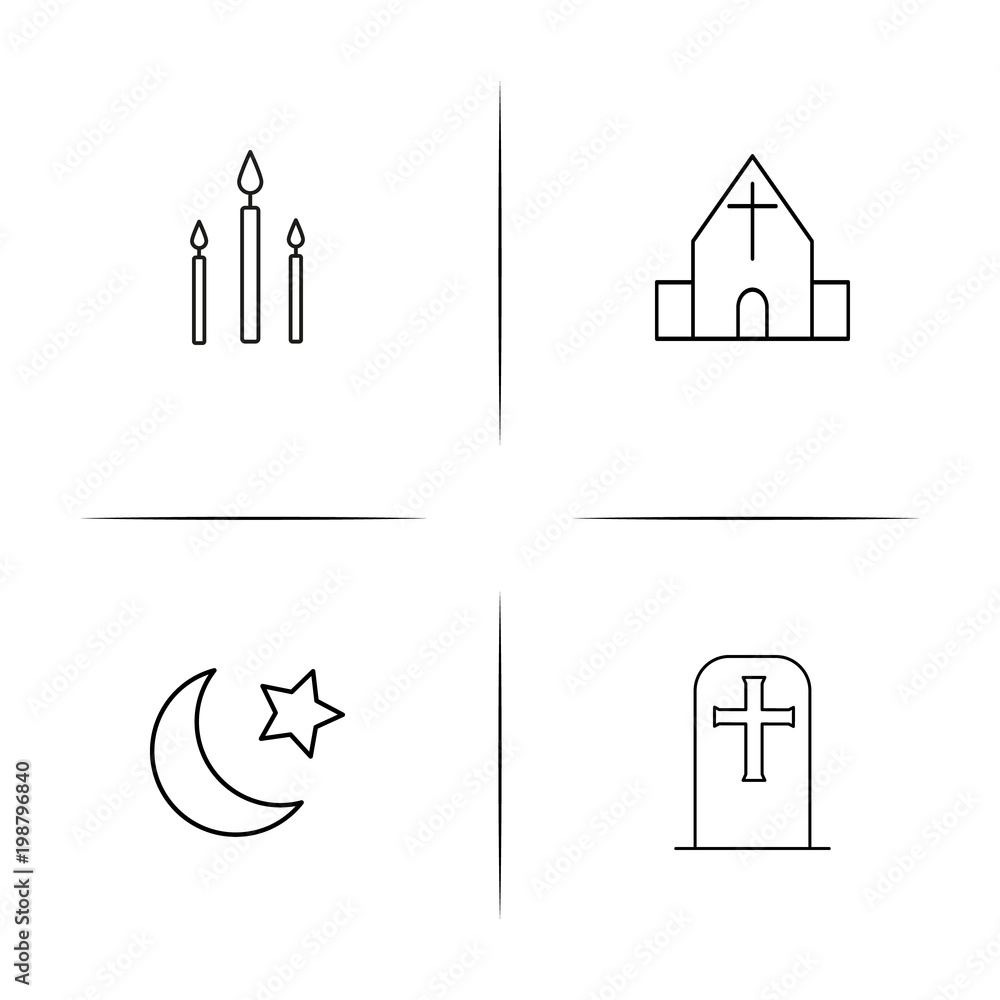 Religion simple linear icons set. Outlined vector icons Religion simple linear icons set. Outlined vector icons