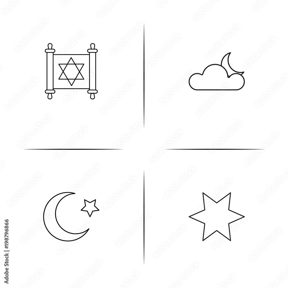 Religion simple linear icons set. Outlined vector icons Religion simple linear icons set. Outlined vector icons