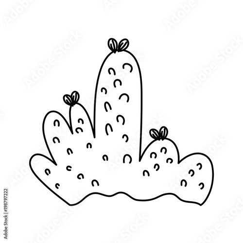 line nature bush plant with leaves design