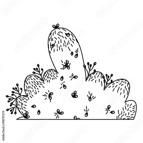 line nature bush plant with leaves icon