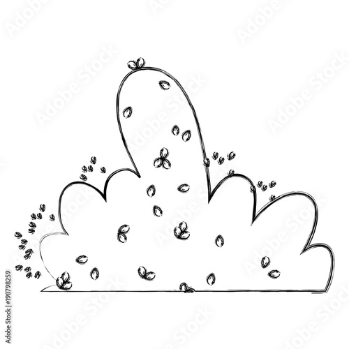 grunge nature bush plant with leaves icon