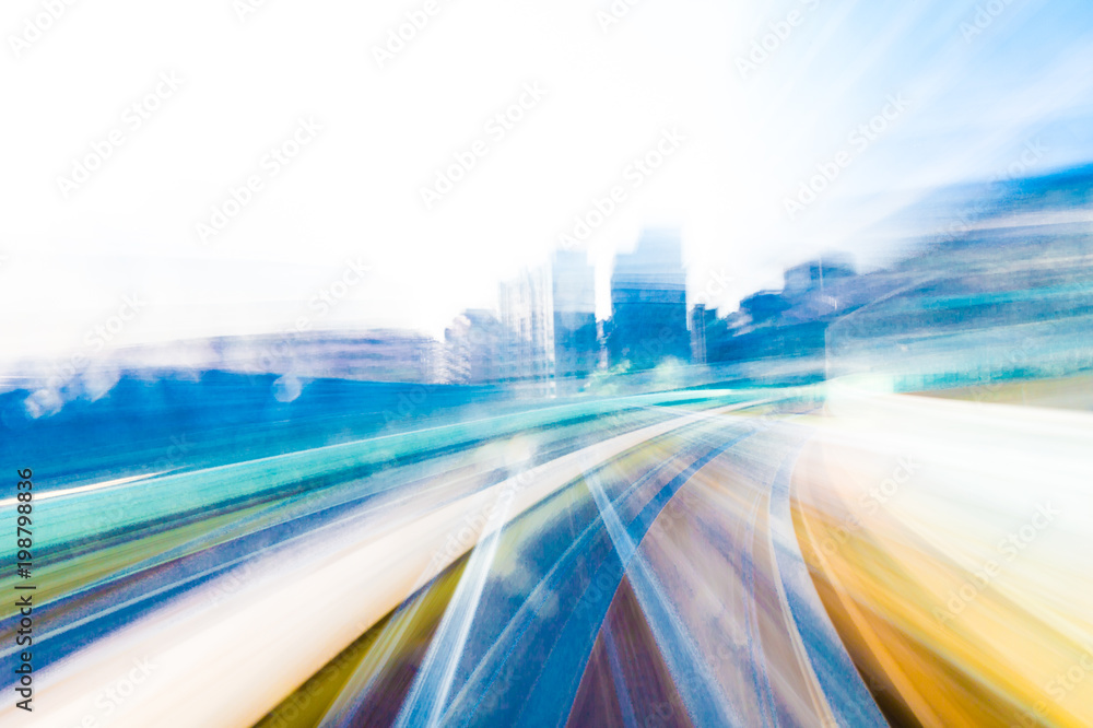 Speed motion in urban highway road tunnel - obrazy, fototapety, plakaty 