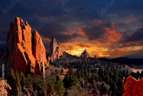 Evening Light at the Garden of the Gods Park in Colorado Springs, Colorado