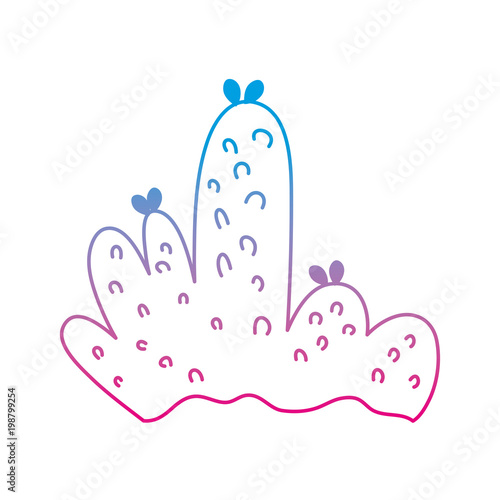 degraded line nature bush plant with leaves design