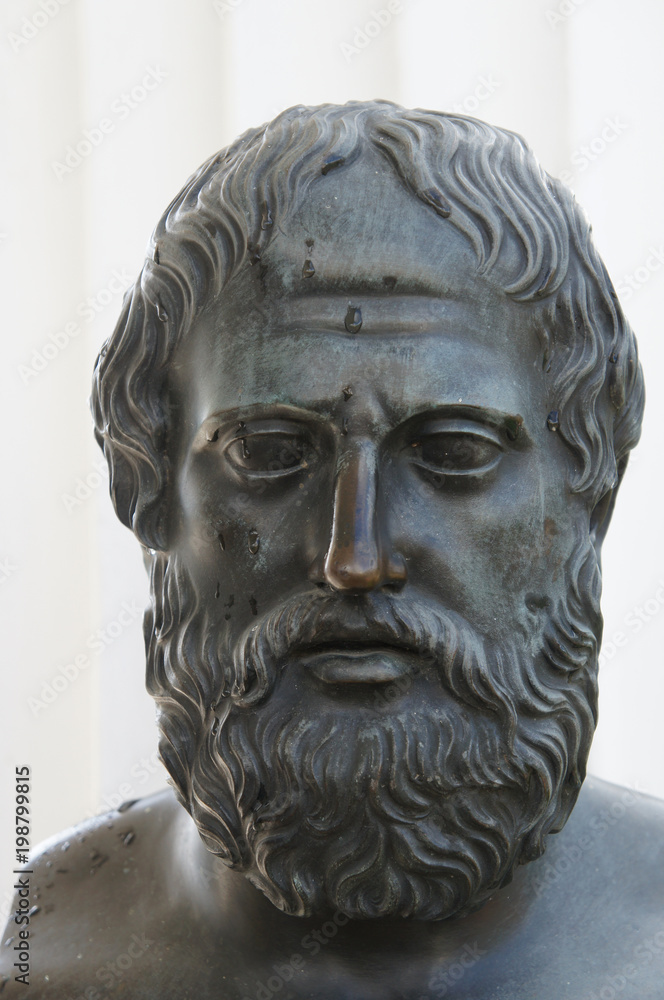 Bronze statue head of Sophocles ancient greece poet and tragedian