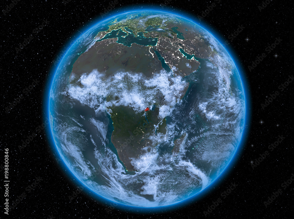 Obraz premium Rwanda at night on Earth