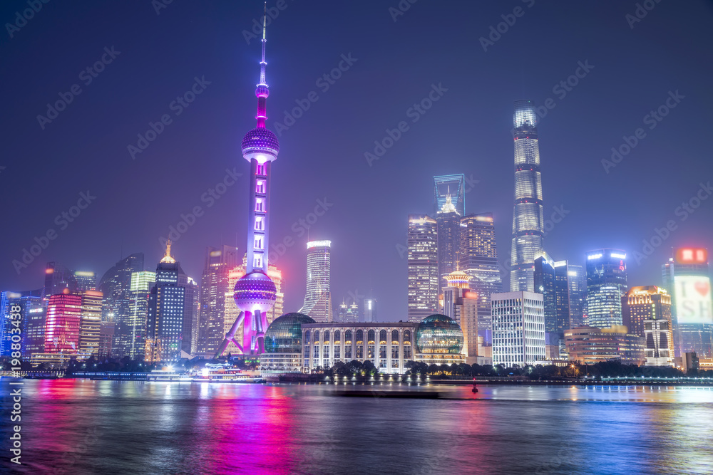 Shanghai city night view architectural landscape