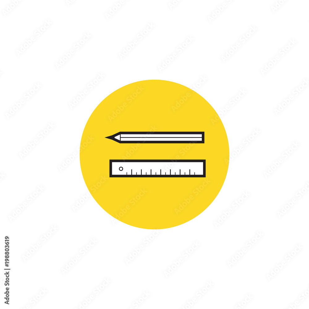 Ruler and pencil icon - vector linear pictogram or symbol. Ruler and pencil icon - vector linear pictogram or symbol.