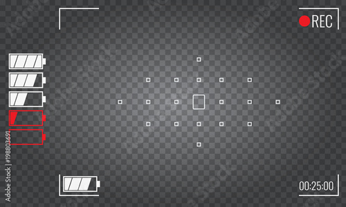 Focusing screen of the camera. Viewfinder camera recording. Vector graphic