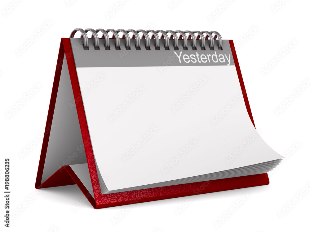 Calendar for yesterday on white background. Isolated 3D illustration Calendar for yesterday on white background. Isolated 3D illustration