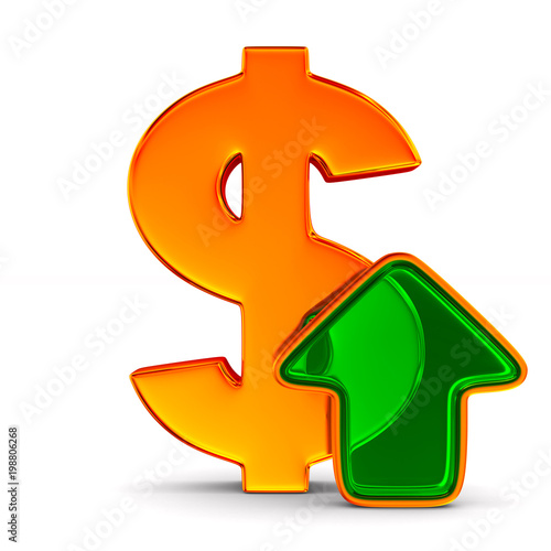 dollar sign and green arrow...