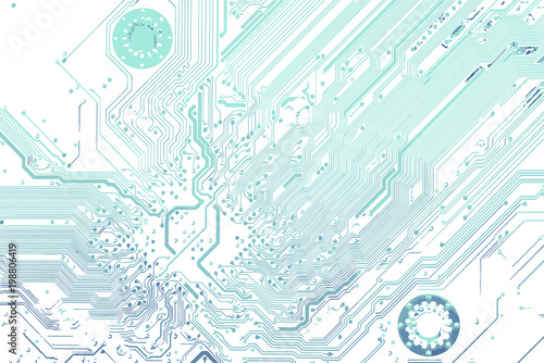 Back side circuit board, line pattern isolated on white background