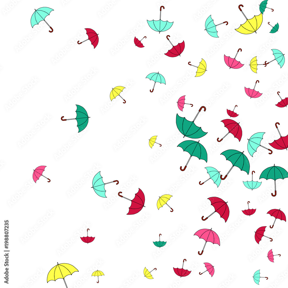 Fototapeta premium Pretty summer background with umbrellas. Umbrellas In Cartoon Free Style. Pattern Art Illustration Vector