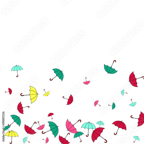 Fototapeta Naklejka Na Ścianę i Meble -  Pretty summer background with umbrellas. Umbrellas In Cartoon Free Style. Pattern Art Illustration Vector
