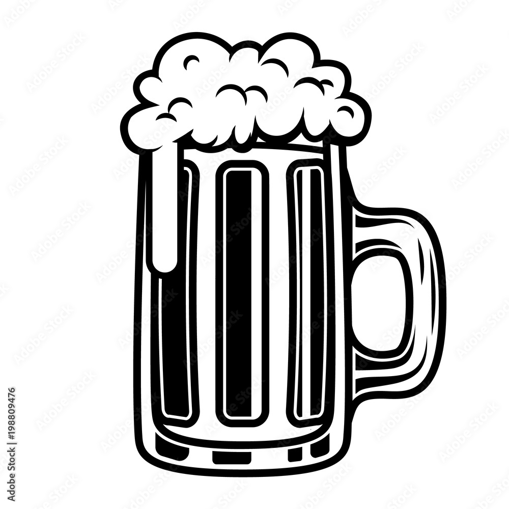 Beer mug illustration isolated on white background. Design element for logo, label, emblem, sign. Beer mug illustration isolated on white background. Design element for logo, label, emblem, sign.