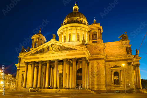 St. Isaac Cathedral close-up of July night. St. Petersburg, Russia