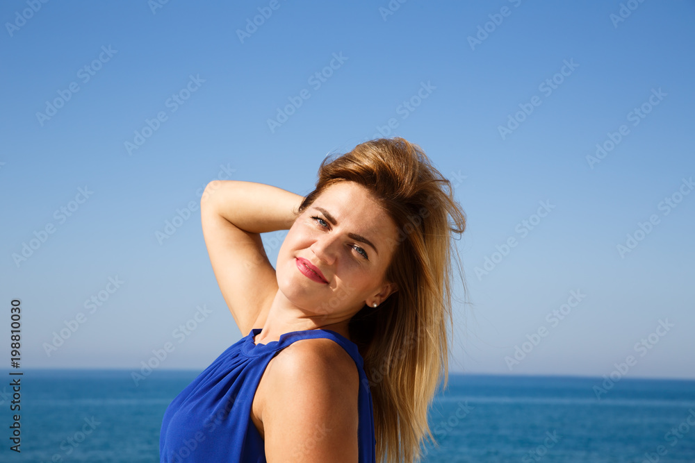 Naklejka premium Woman in blue