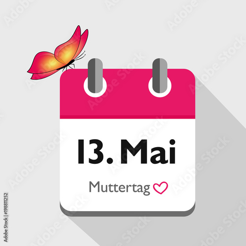 13 mai muttertag kalender pink mit schmetterling