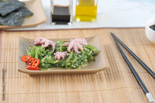 salad from sea cabbage chuka, octopus