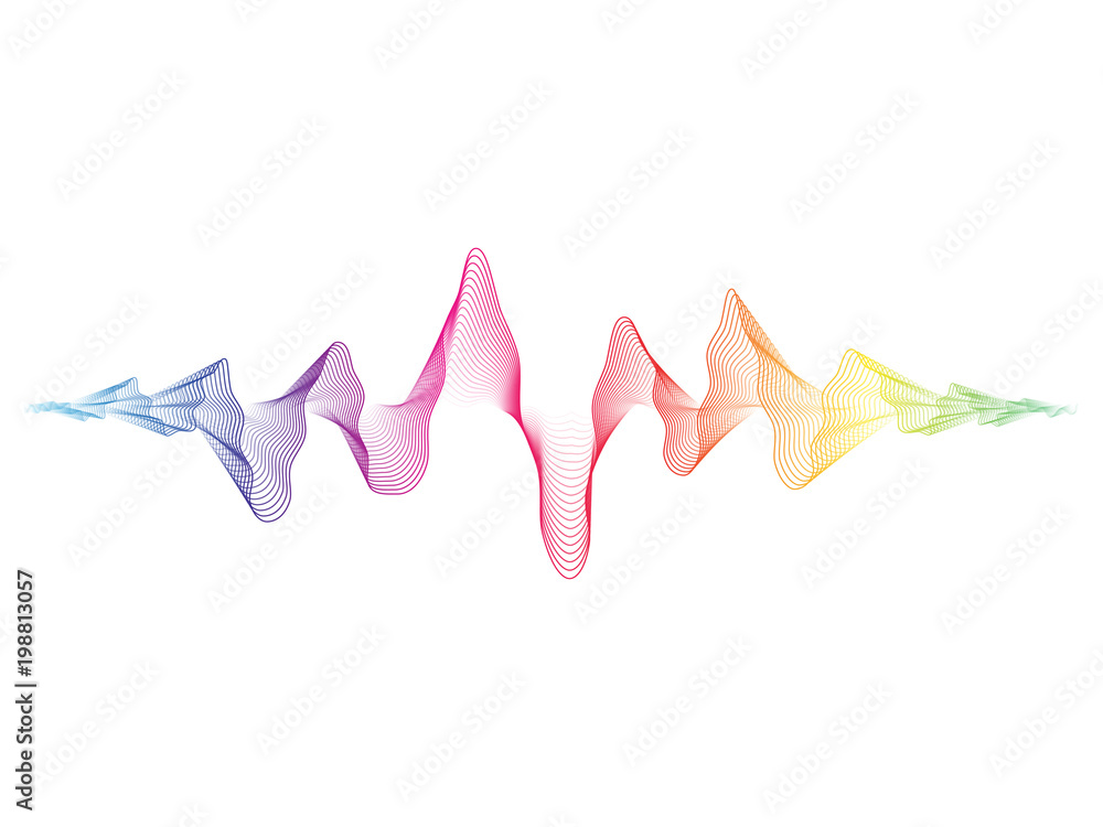 Vector colorful sound wave line dynamic flowing on white background for  sound, music concept. Stock Vector | Adobe Stock