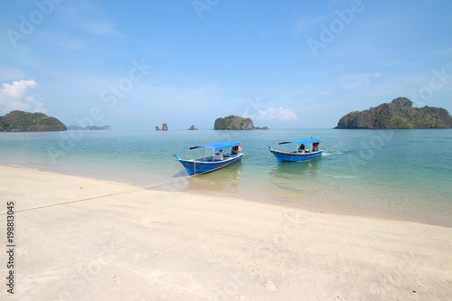 Fishing boats at the shore of Langkawi island, Malaysia