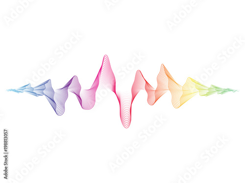 Vector colorful sound wave line dynamic flowing on white background for sound, music concept.