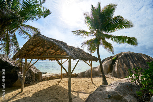 Anse Source d'Argent, granite rocks at beautiful beach on tropi