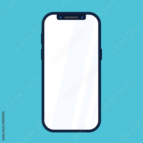 new phone front side vector drawing eps10 format isolated on blue background  - vector illustration in flat style