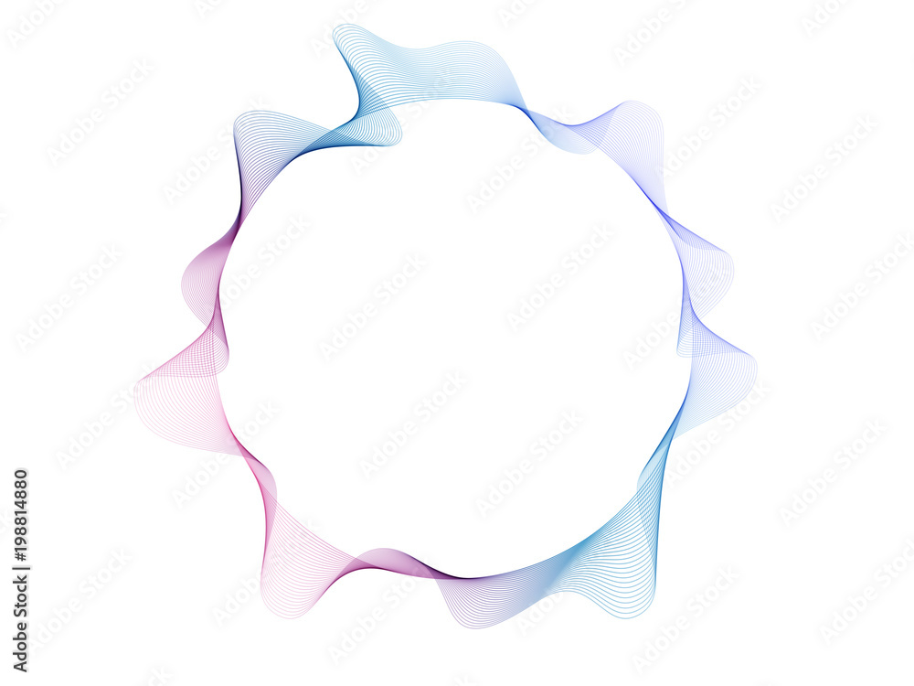 Abstract flowing wave lines colorful circle frame with space for text isolated on white background. For design element. for technology or music concept. Abstract flowing wave lines colorful circle frame with space for text isolated on white background. For design element. for technology or music concept.