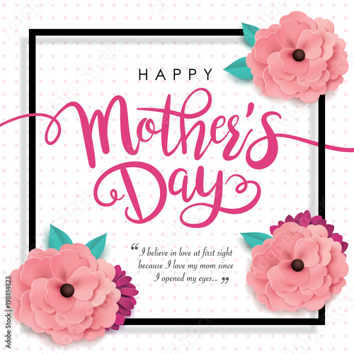 Mother's day greeting card design with beautiful blossom flowers photo