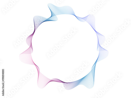 Abstract flowing wave lines colorful circle frame with space for text isolated on white background. For design element. for technology or music concept.