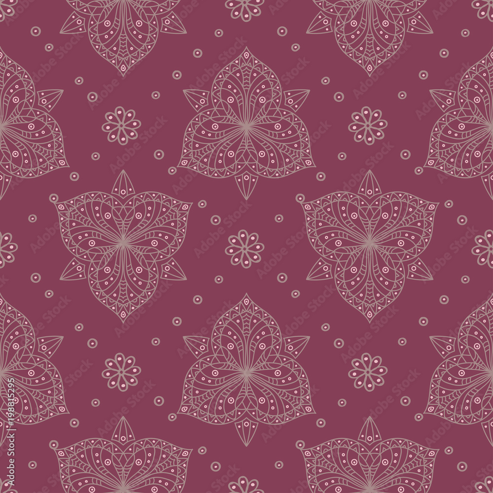 Purple red floral seamless pattern. Background with flower design elements Purple red floral seamless pattern. Background with flower design elements