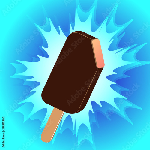 Chocolate ice cream on a stick