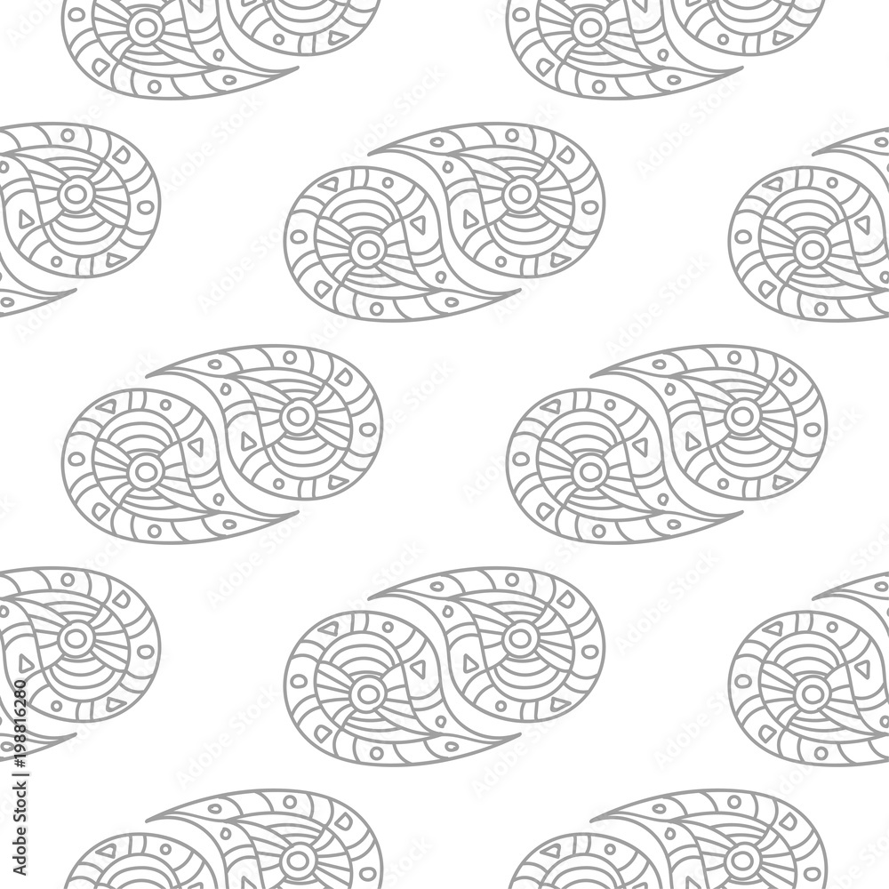 Gray floral seamless pattern on white background Gray floral seamless pattern on white background