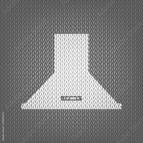 Exhaust hood. Kitchen ventilation sign. Vector. White knitted ic