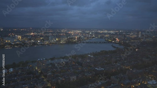 the charles river and M.I.T. at night from the airwalk observatory in boston, massachusetts photo