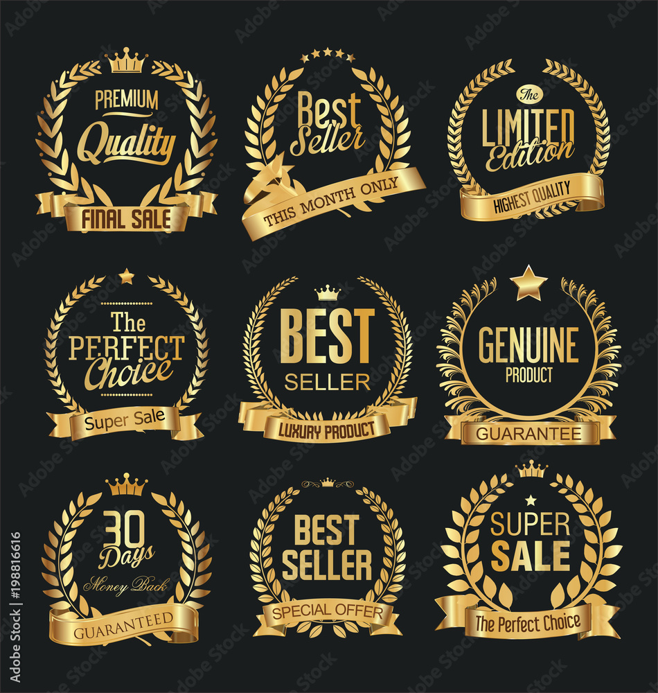 Luxury white labels collection vector illustration 