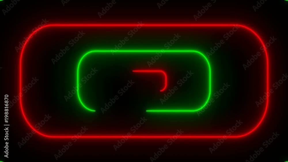 Many neon rounded rectangles in black space, abstract computer generated backdrop, 3D rendering Many neon rounded rectangles in black space, abstract computer generated backdrop, 3D rendering