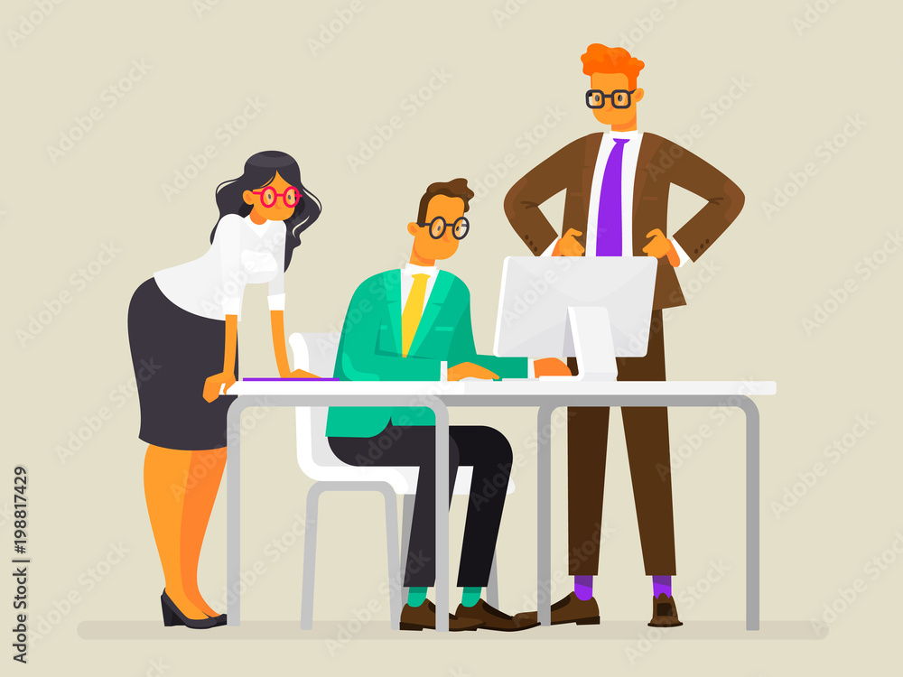 Teamwork. Create a project. Business people work. Vector illustration