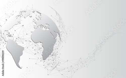 Global network connection World map abstract technology background global business innovation concept