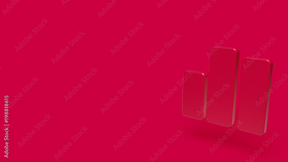 3D Icon of graph isolated on a red background. 3D Icon of graph isolated on a red background.