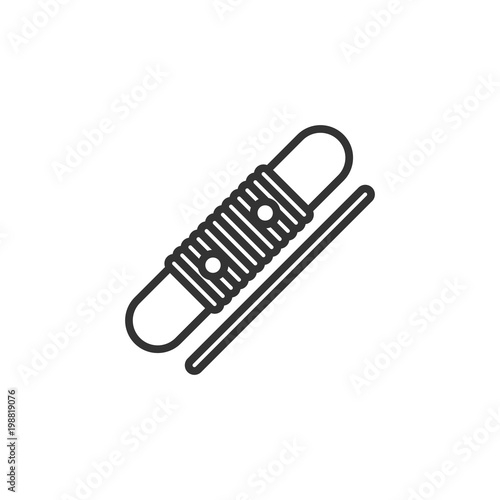Black isolated outline icon of reco reco, guiro on white background. Line Icon of percussion musical instrument.