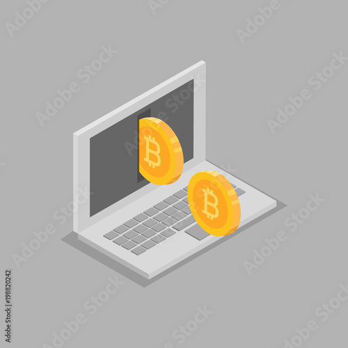 realistic bitcoin vector illustration