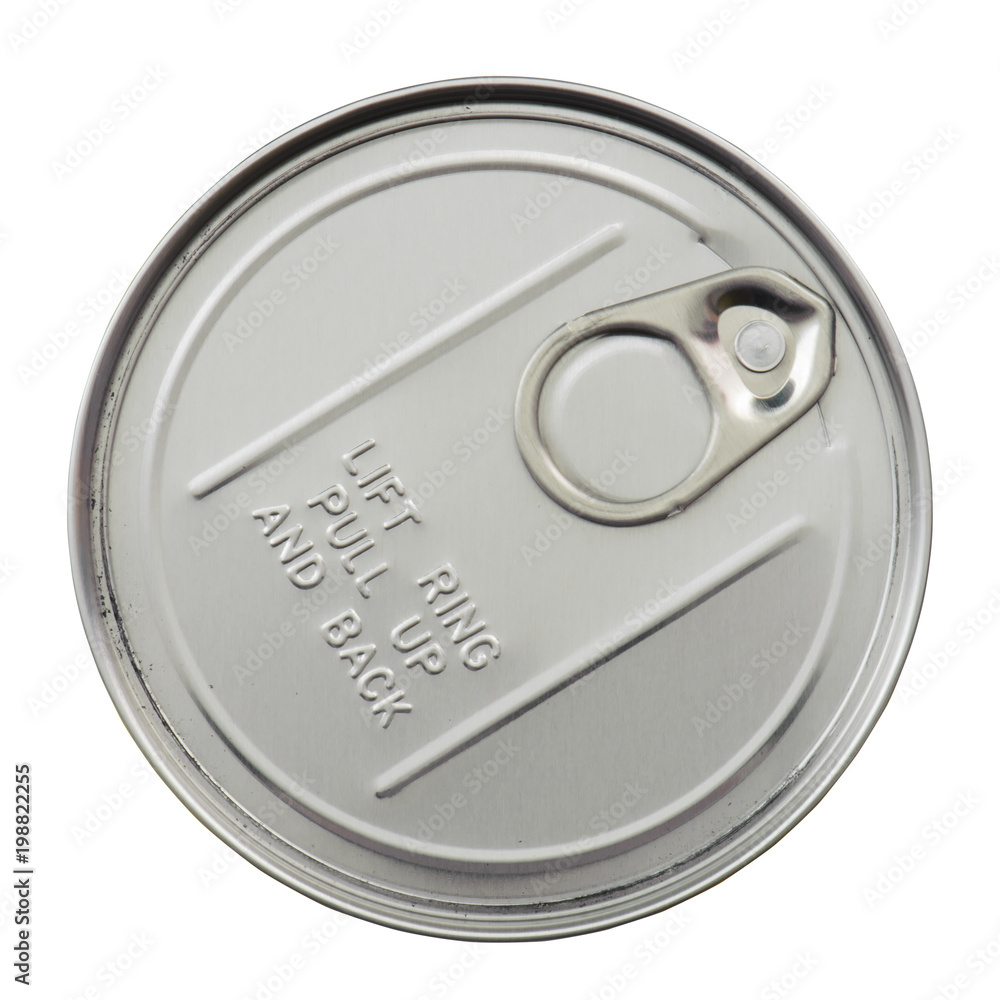 view top lid tin isolated white background view top lid tin isolated white background