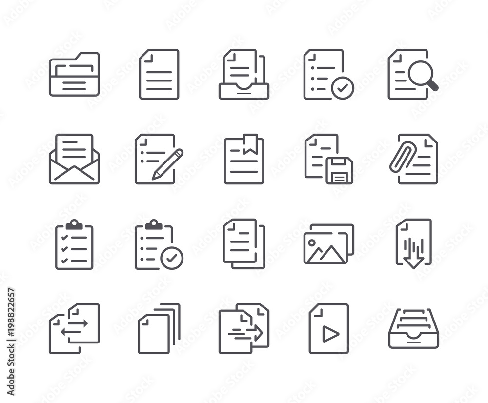 Minimal Set of Document and File Line Icons Minimal Set of Document and File Line Icons
