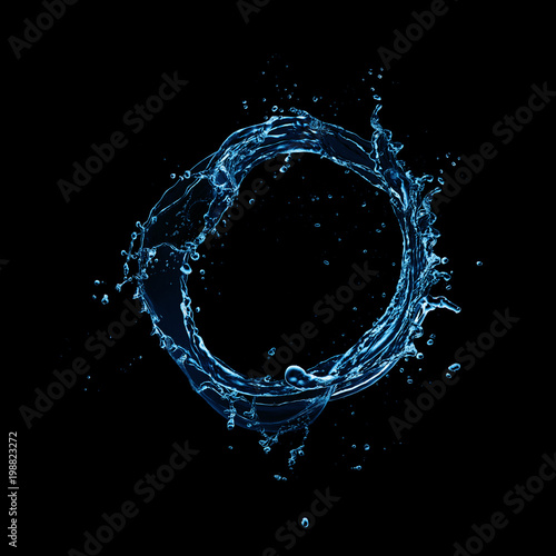 Water splash abstract circle shape on black background