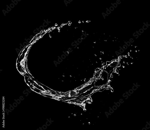 Water splash shape isolated on black background