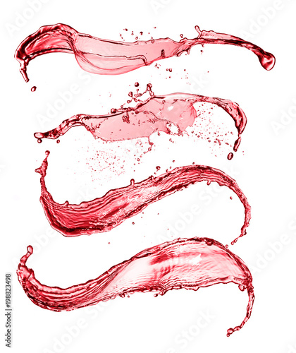 Red wine abstract splashes shape on white background