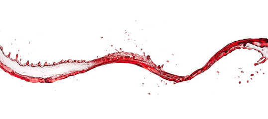 Red wine abstract splash shape on white background